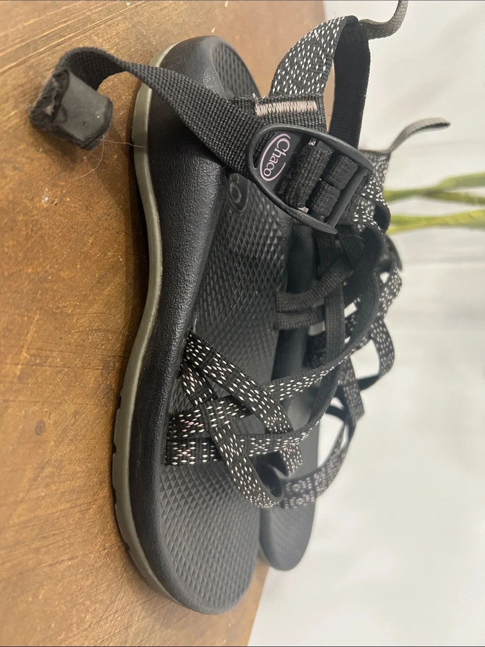Girls’ Chaco Black and White Patterned Sport Sandals